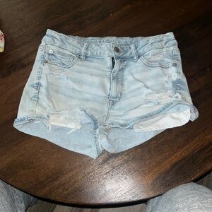 American Eagle Outfitters Blue Jean Shorts Distressed High-Waisted
